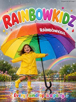 Rainy Day Kids Advertising Poster AI image template preview