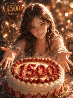 Anime Strawberry 1500 Celebration Cake AI image template preview