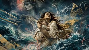 Mythic Baroque Storm Collage AI image template preview