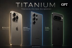 Titanium Smartphone Triptych AI image template preview