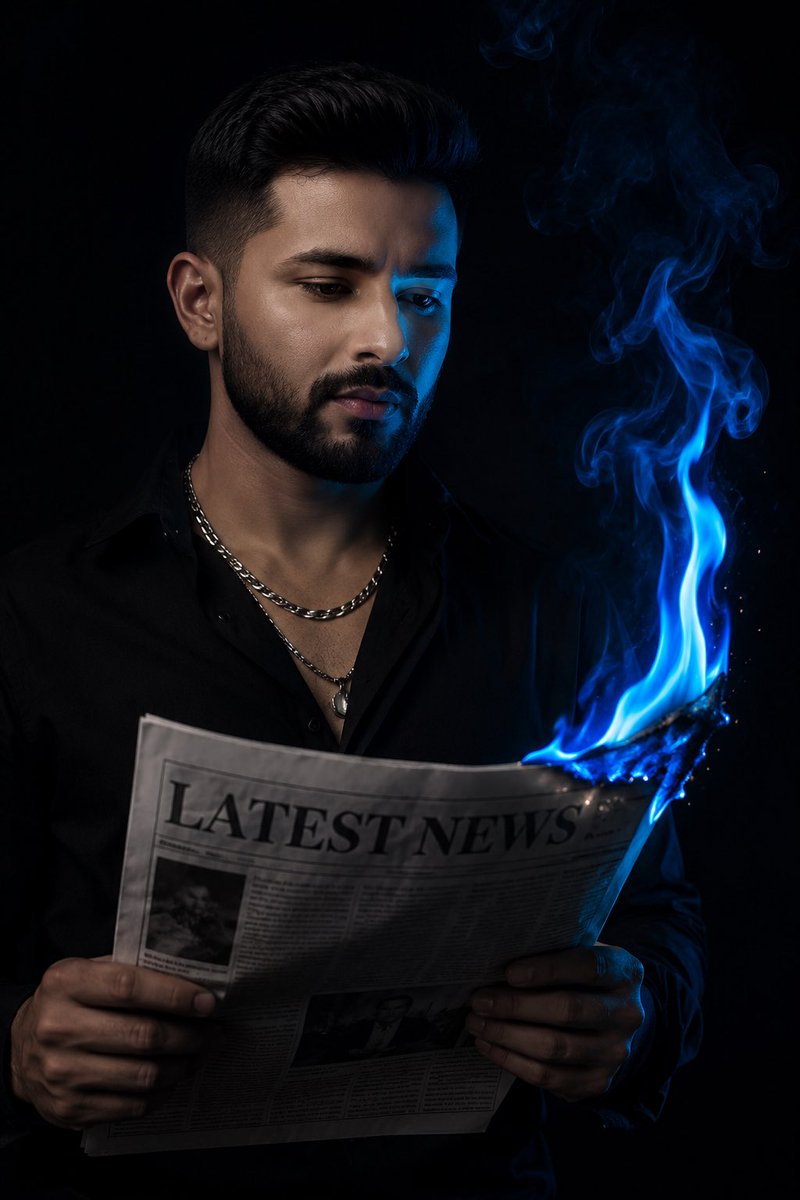Moody Cinematic Blue Fire Portrait example 2
