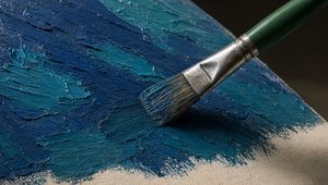 Macro Oil Paint Brush on Canvas AI image template preview