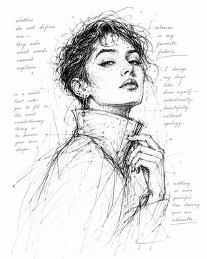 Monochrome Scribble Ink Sketch AI image template preview