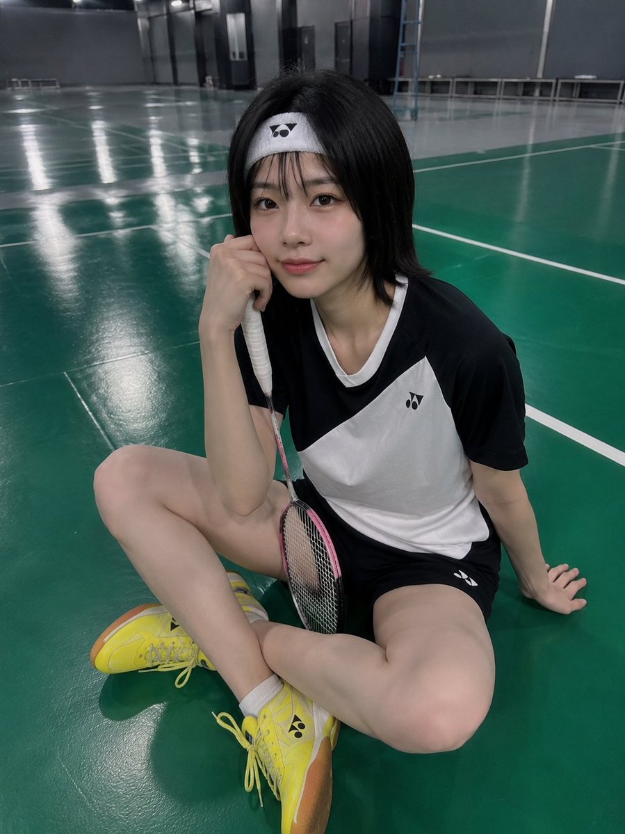 Realistic Japanese Badminton Selfie example 1