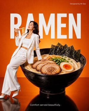 Minimalist Tonkotsu Ramen Commercial AI image template preview