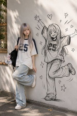 Real Person and Ink-Twin Doodle AI image template preview