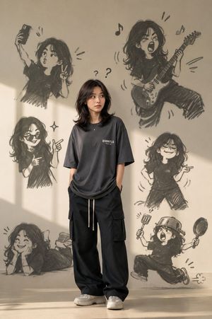 Trendy Clothing with Doodle Shadow AI image template preview
