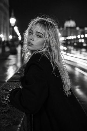 Monochrome Fashion Editorial Portrait AI image template preview