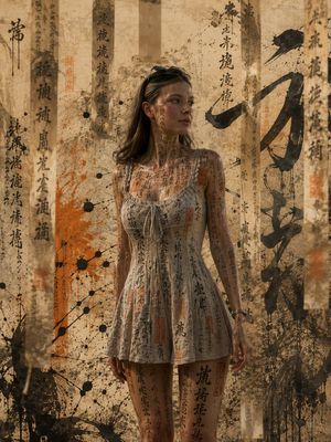 Calligraphic Asian Concept Art Rendering AI image template preview