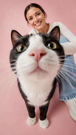 Extreme Wide Angle Cat Perspective AI image template preview