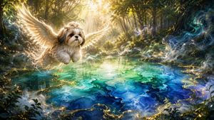 Angel Shih Tzu Over Ink Pond AI image template preview