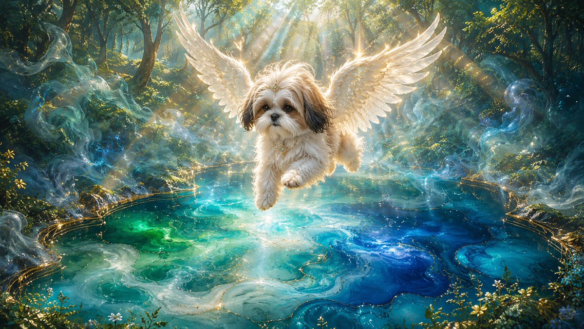 Angel Shih Tzu Over Ink Pond example 2