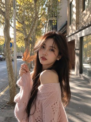 Autumn City Street Portrait AI image template preview