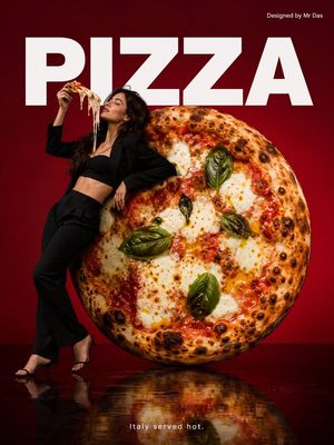 Minimalist Gourmet Pizza Commercial AI image template preview