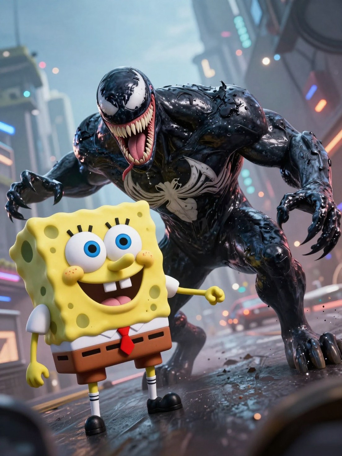 Venom SpongeBob Hyperreal Cinematic Mix AI image template preview