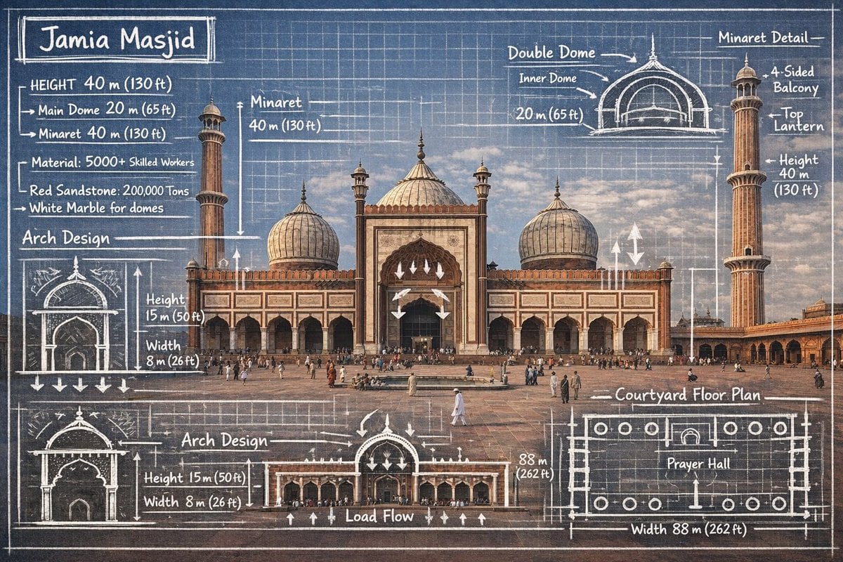 Infographic image combining a real photograph of the landmark example 2