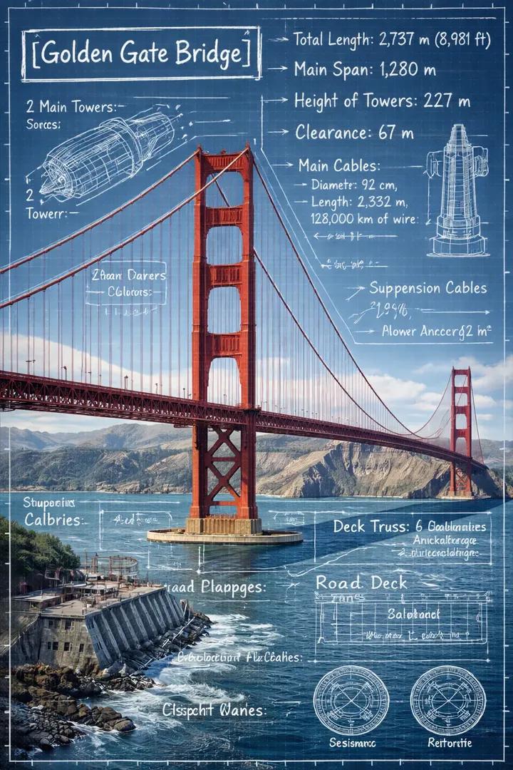 Infographic image combining a real photograph of the landmark example 2