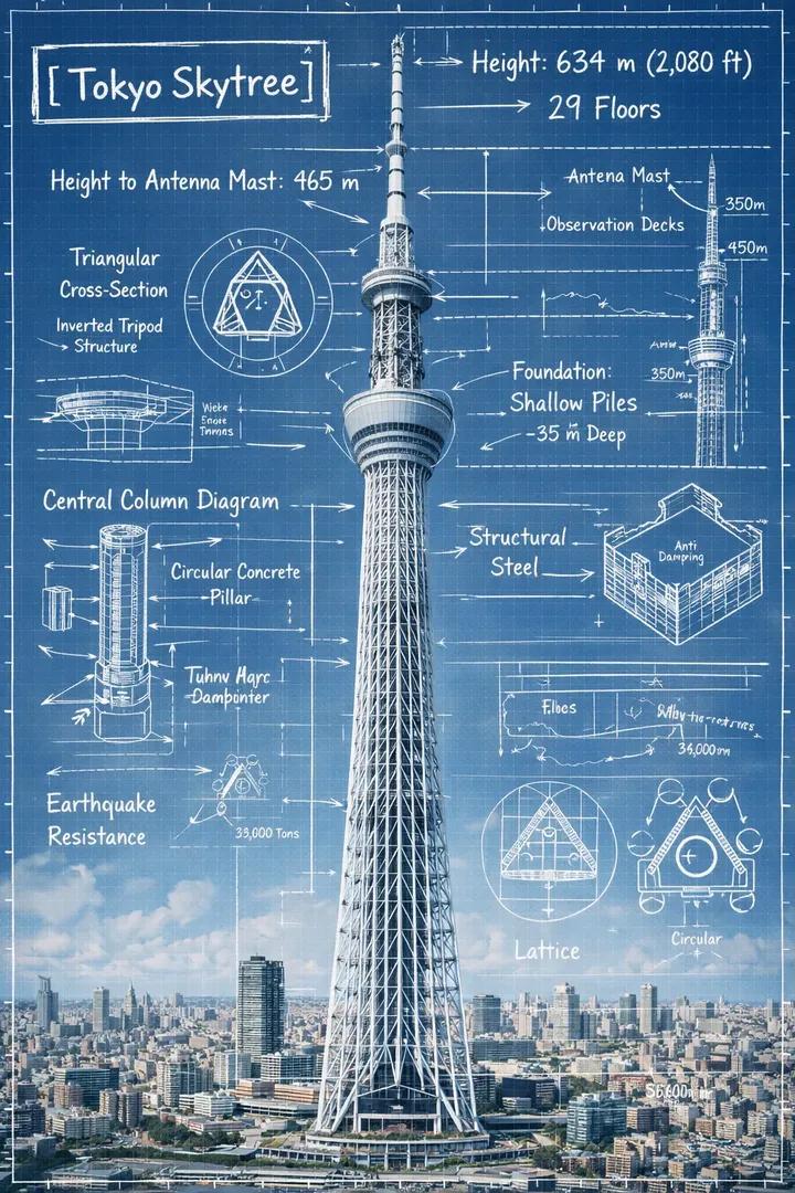 Infographic image combining a real photograph of the landmark example 3