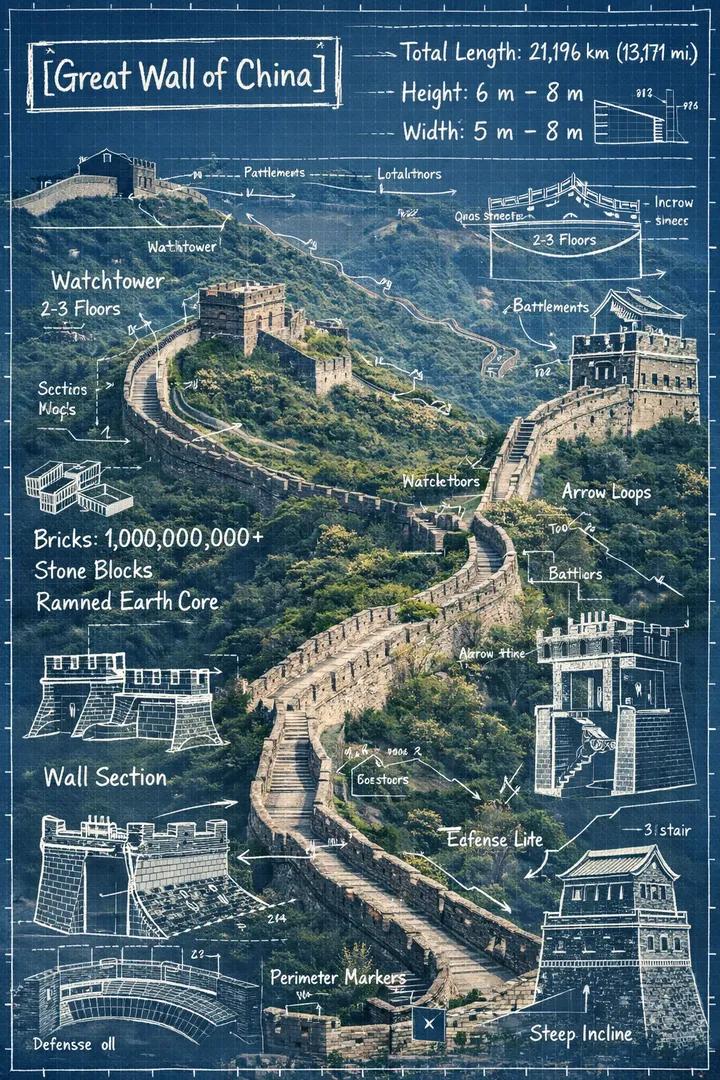 Infographic image combining a real photograph of the landmark example 4