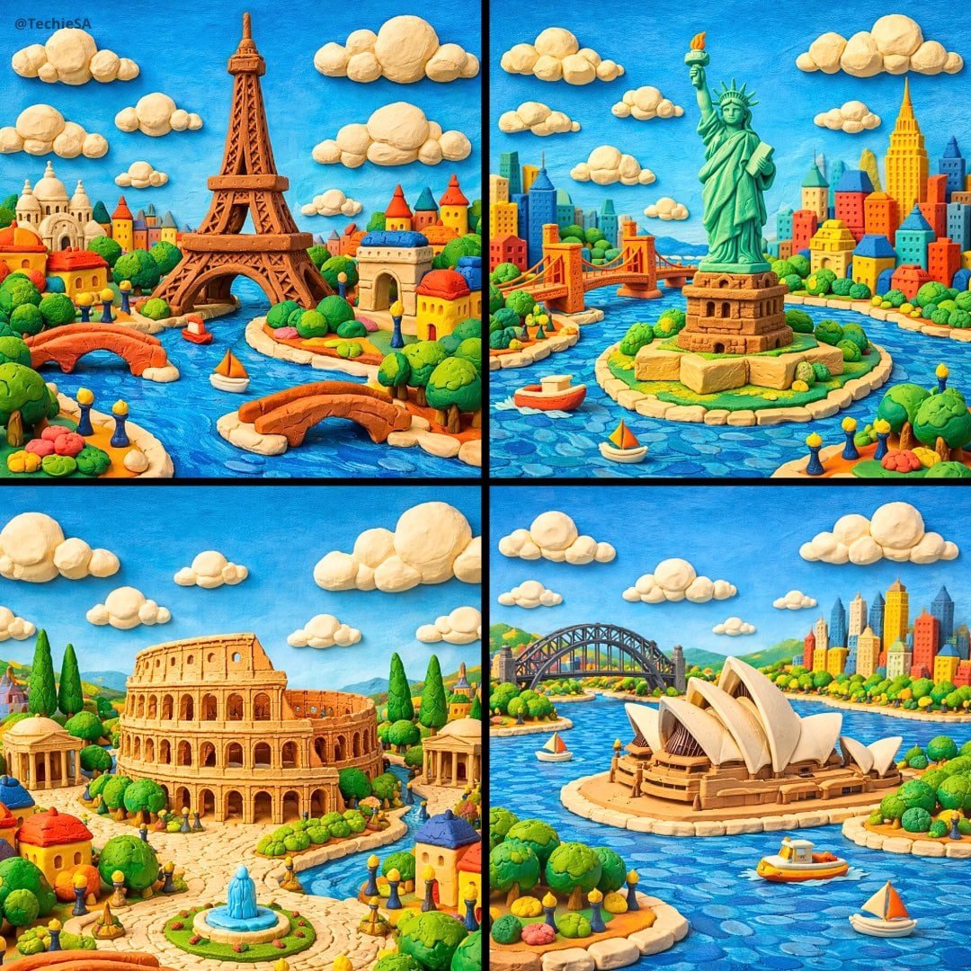 Whimsical miniature world featuring crafted entirely from colorful AI image template preview