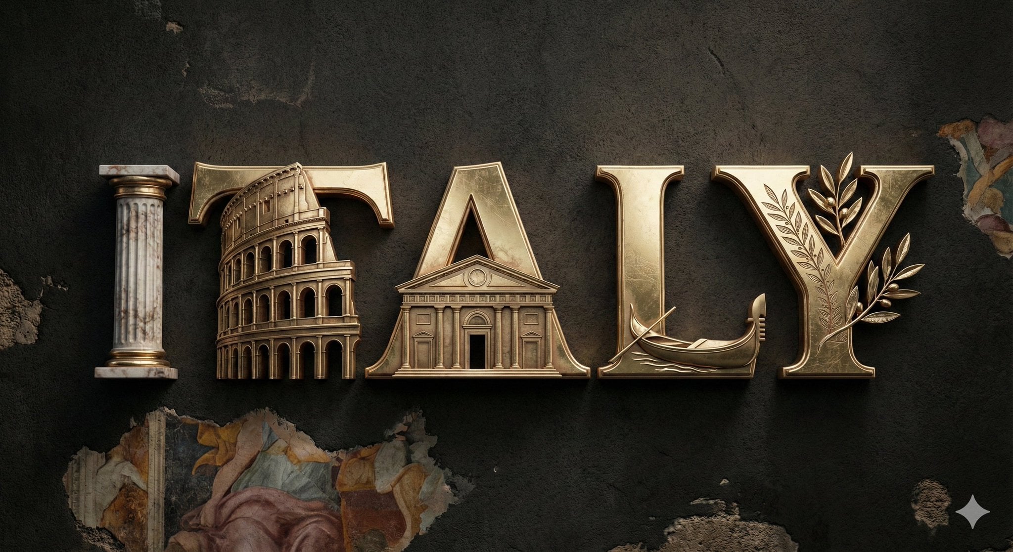A high-quality 3D metallic typography design of the word, set against AI image template preview