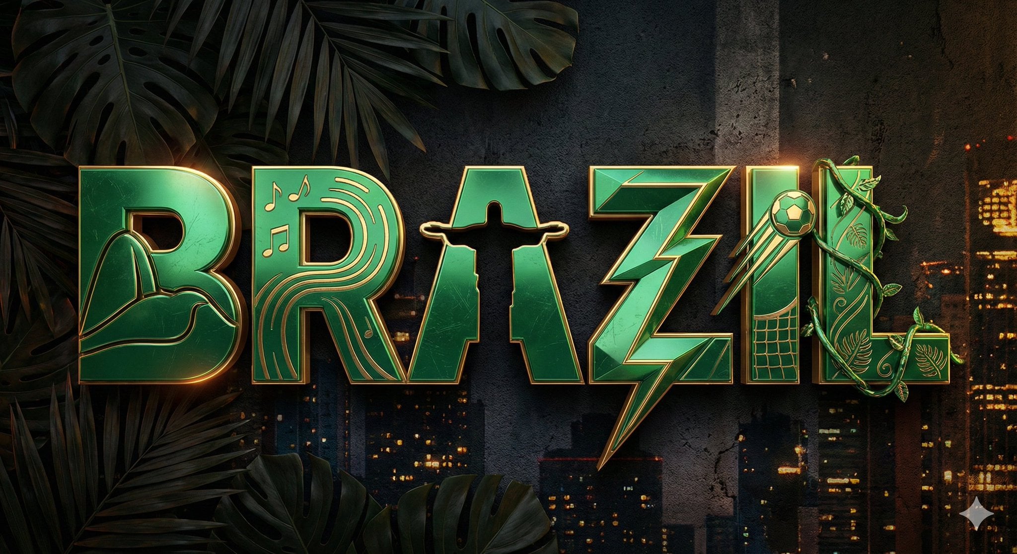 A high-quality 3D metallic typography design of the word, set against example 2