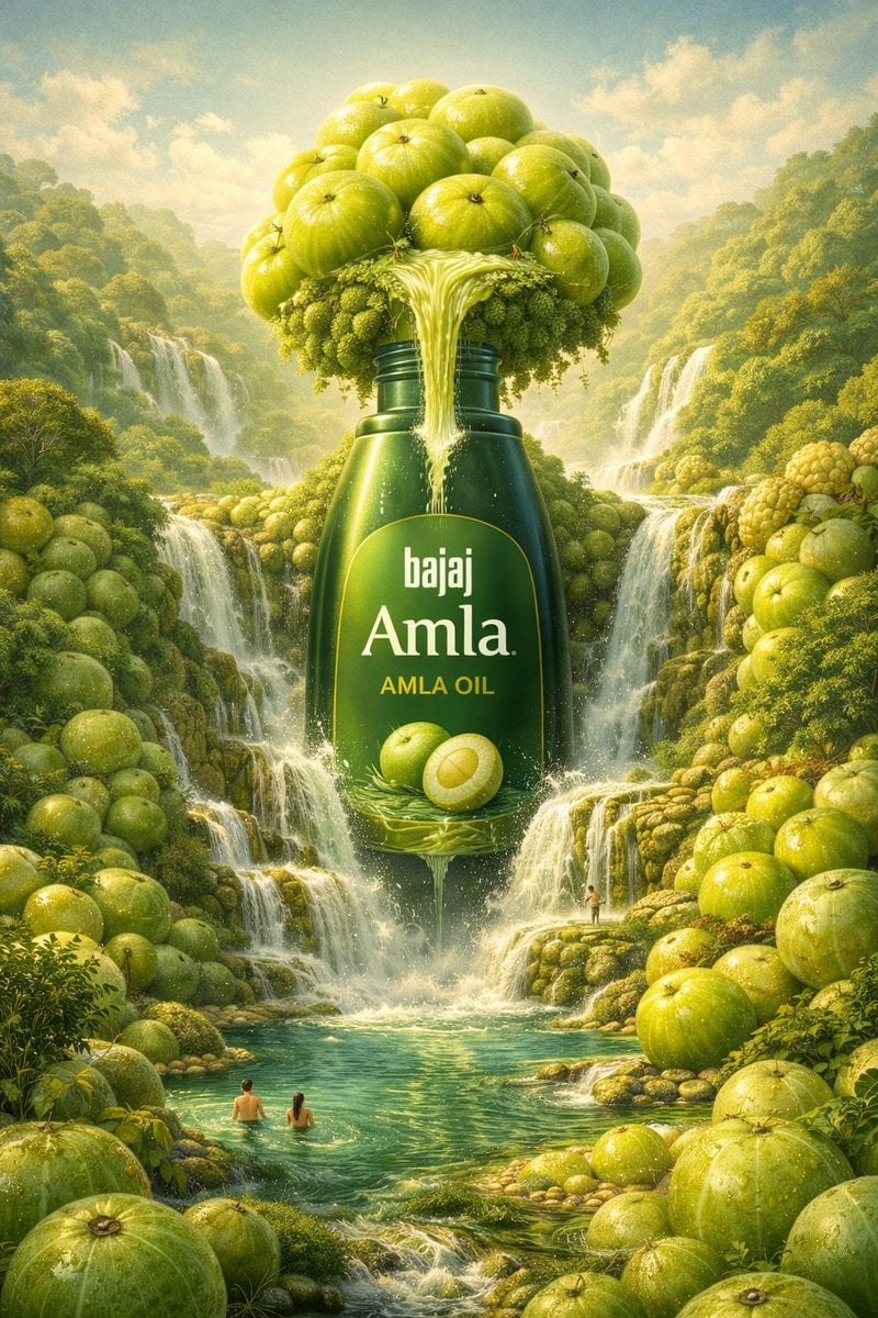 Surreal premium commercial illustration featuring the product bottle example 2