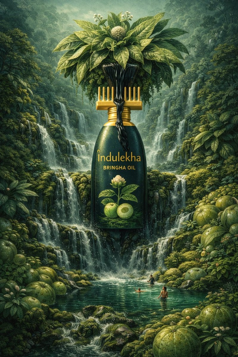 Surreal premium commercial illustration featuring the product bottle example 4