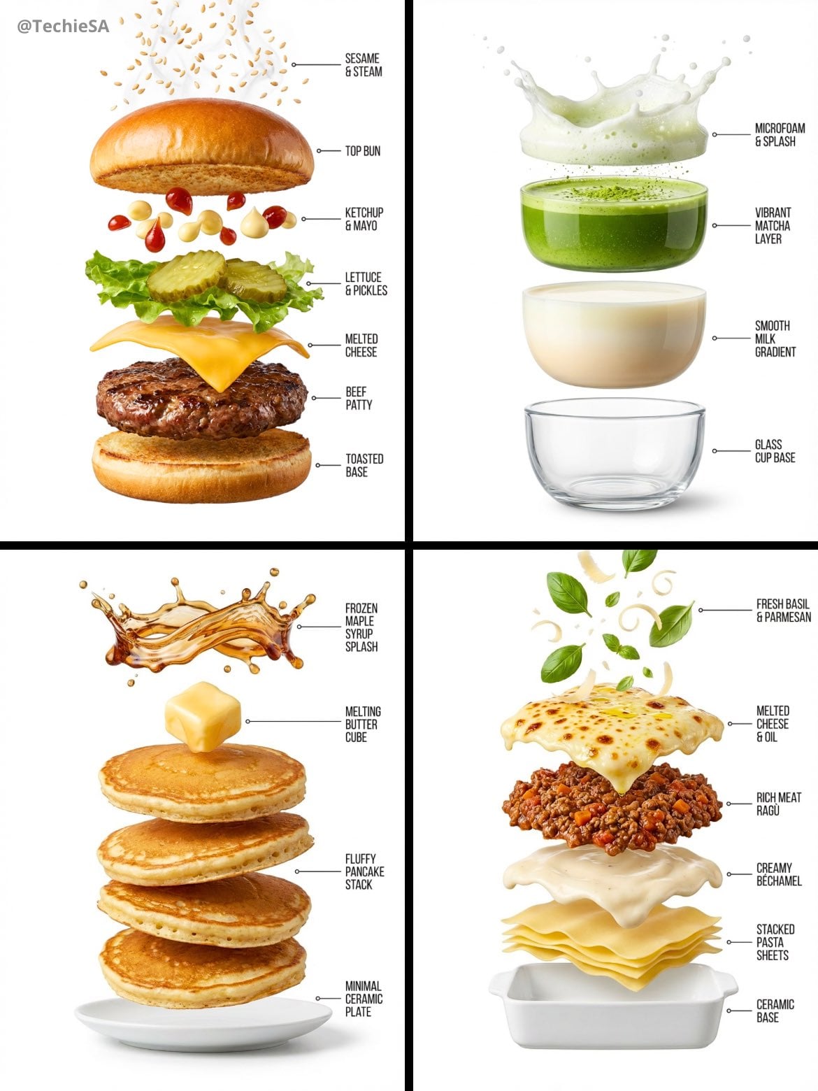 Hyper-realistic exploded vertical infographic composition AI image template preview