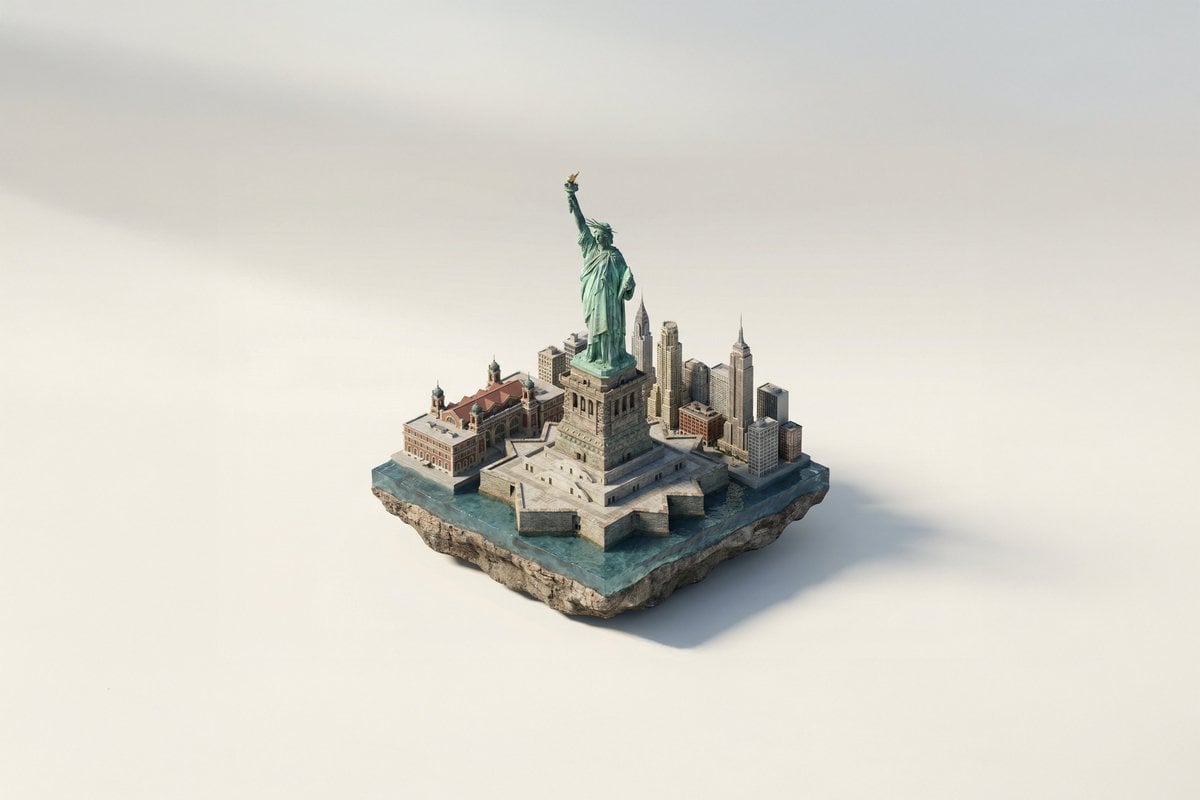 A miniature isometric architectural diorama accurately reflecting its AI image template preview