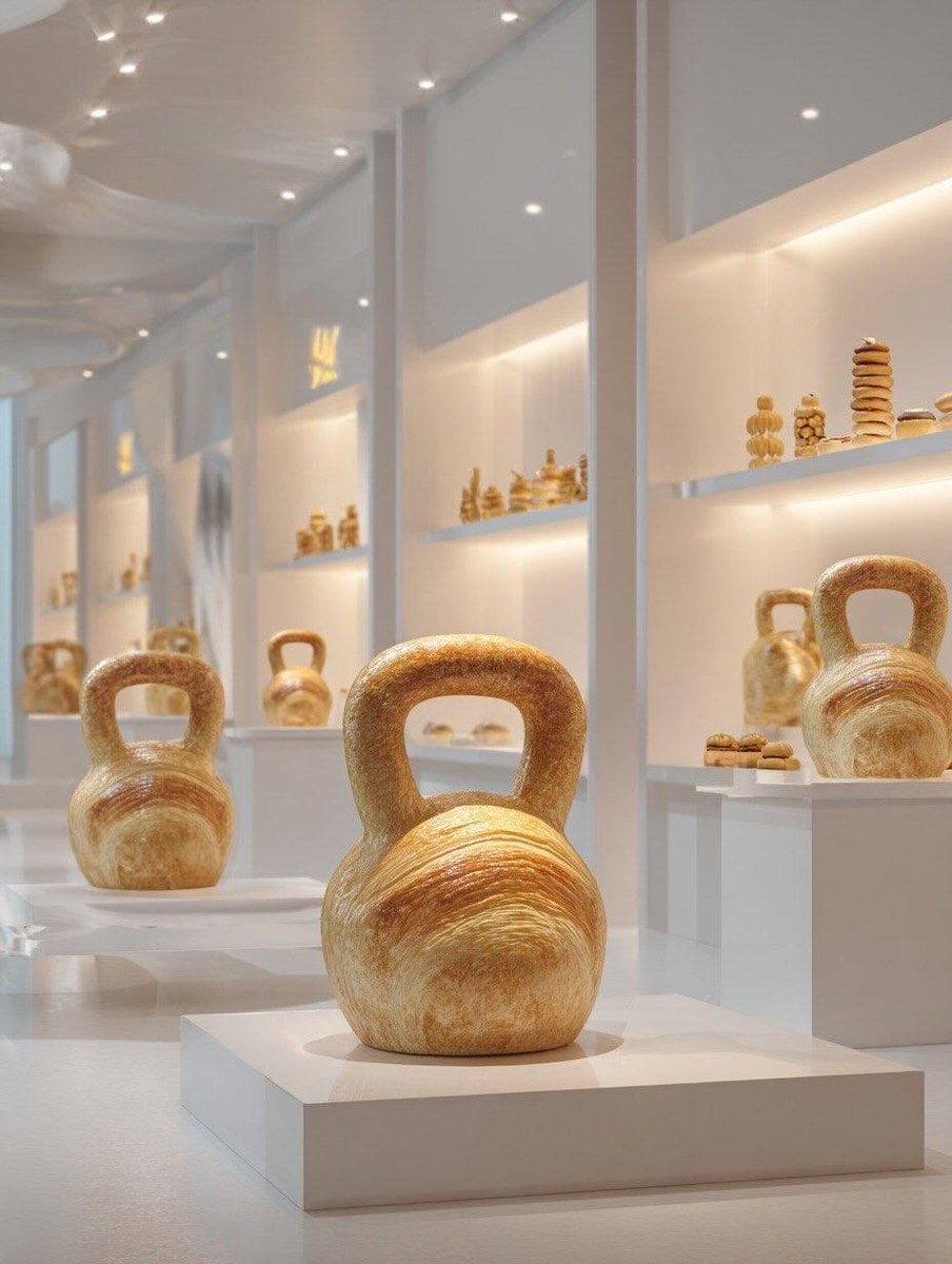 Oversized sports equipment sculpture made entirely from croissants example 3