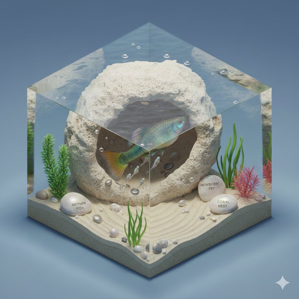 Isometric miniature nature diorama showing a mother feeding newborn example 2