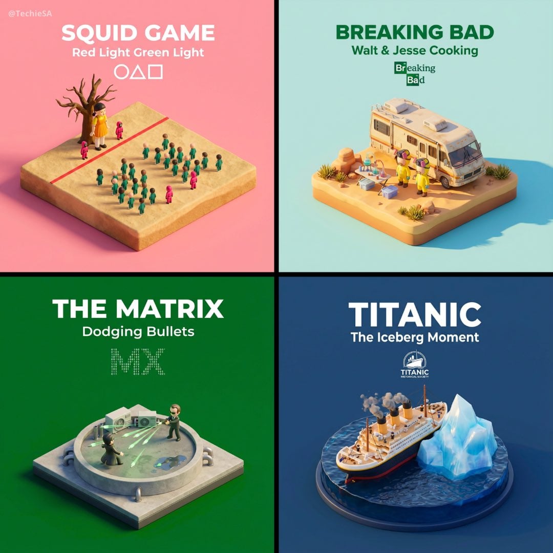 Clear, 45 top-down isometric miniature 3D cartoon scene of the iconic AI image template preview