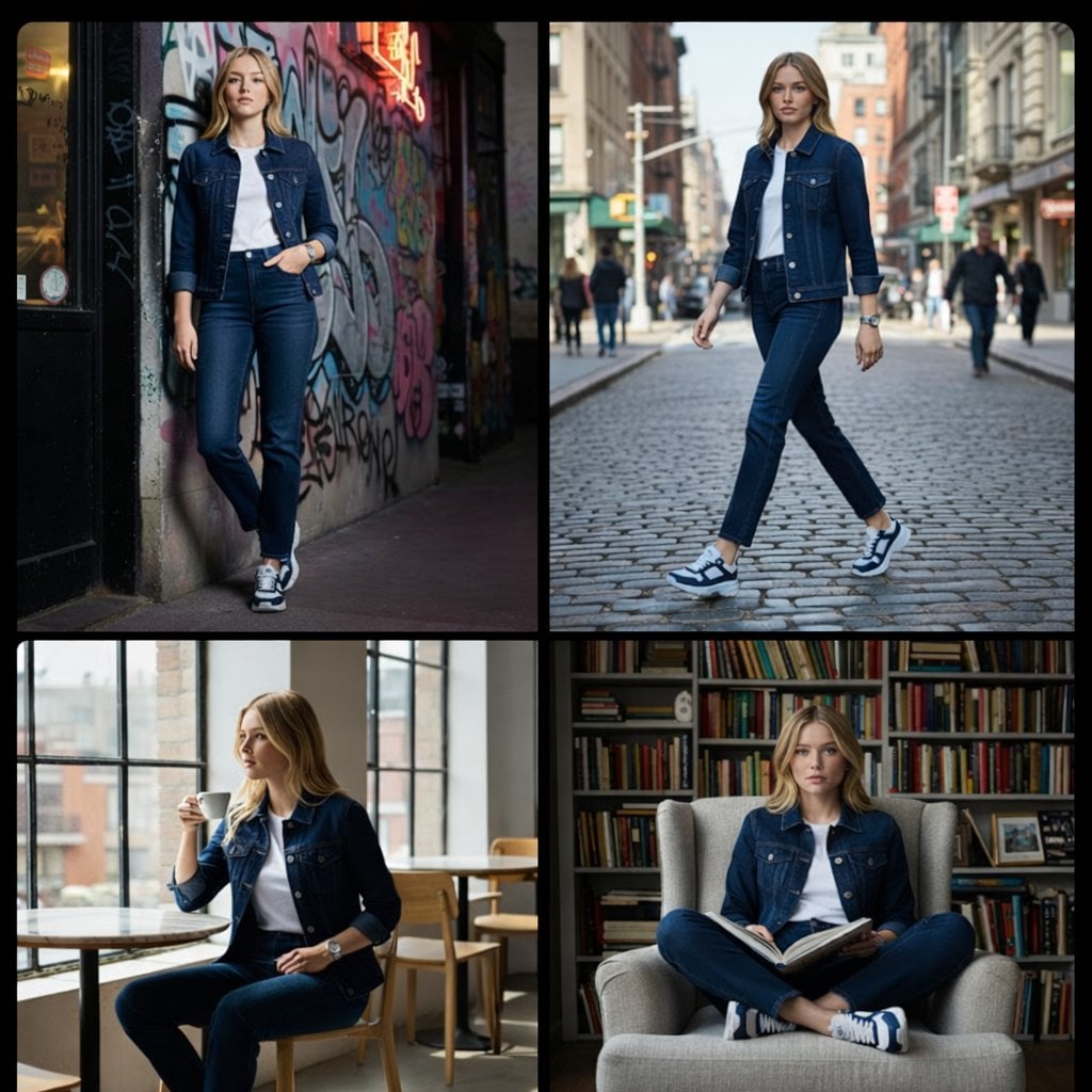 Hyper-realistic cinematic full-body fashion photoshoot of the uploaded AI image template preview