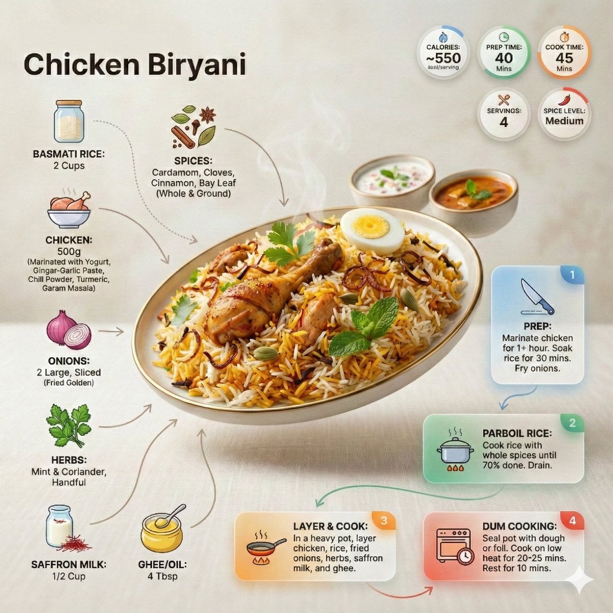 Ultra-clean modern recipe infographic AI image template preview