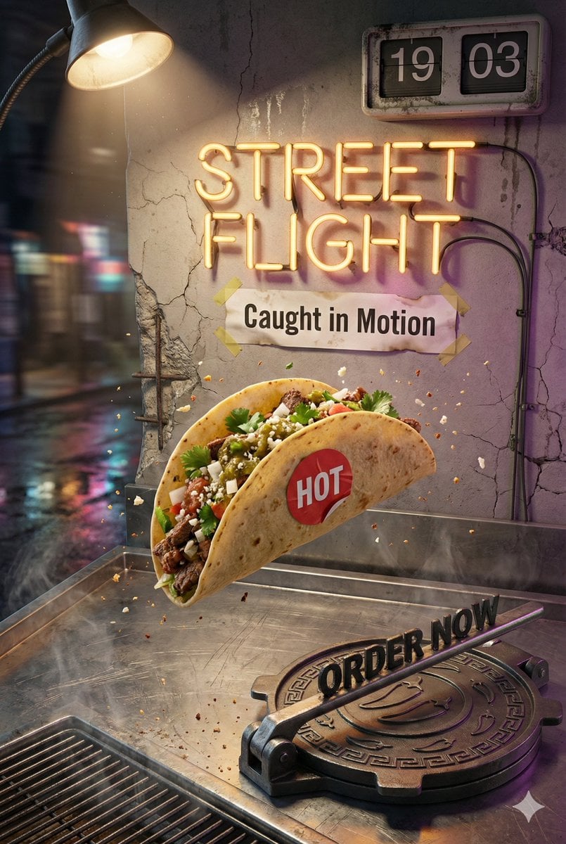 2 3 hyper-realistic, high-resolution poster featuring the attached taco example 2
