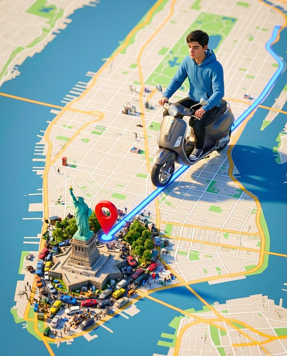 Vertical 4 5 surreal 3D scene featuring a photorealistic character AI image template preview