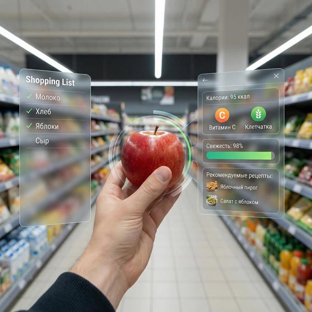 First-person perspective inside a brightly lit supermarket aisle example 2