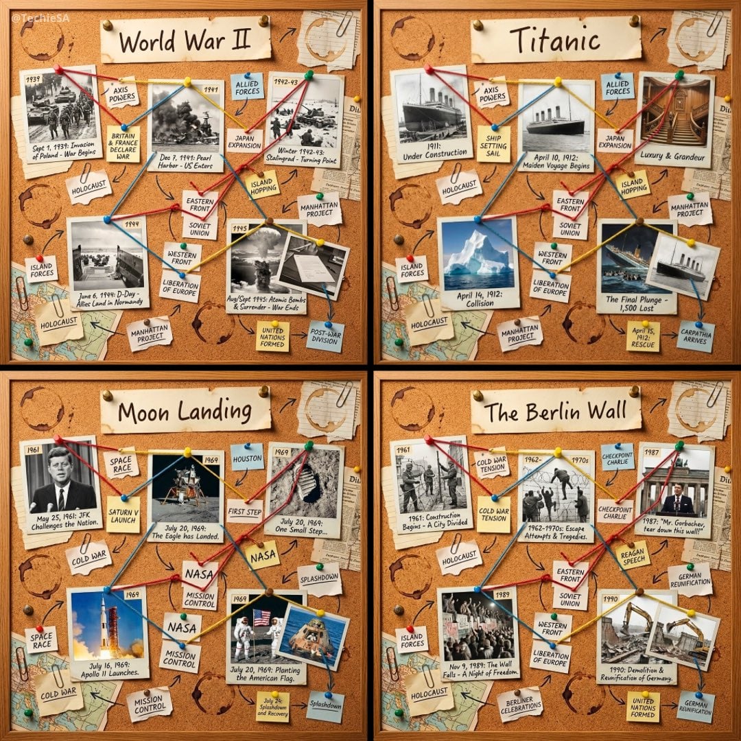 1080x1080 cork-board layout telling the story AI image template preview