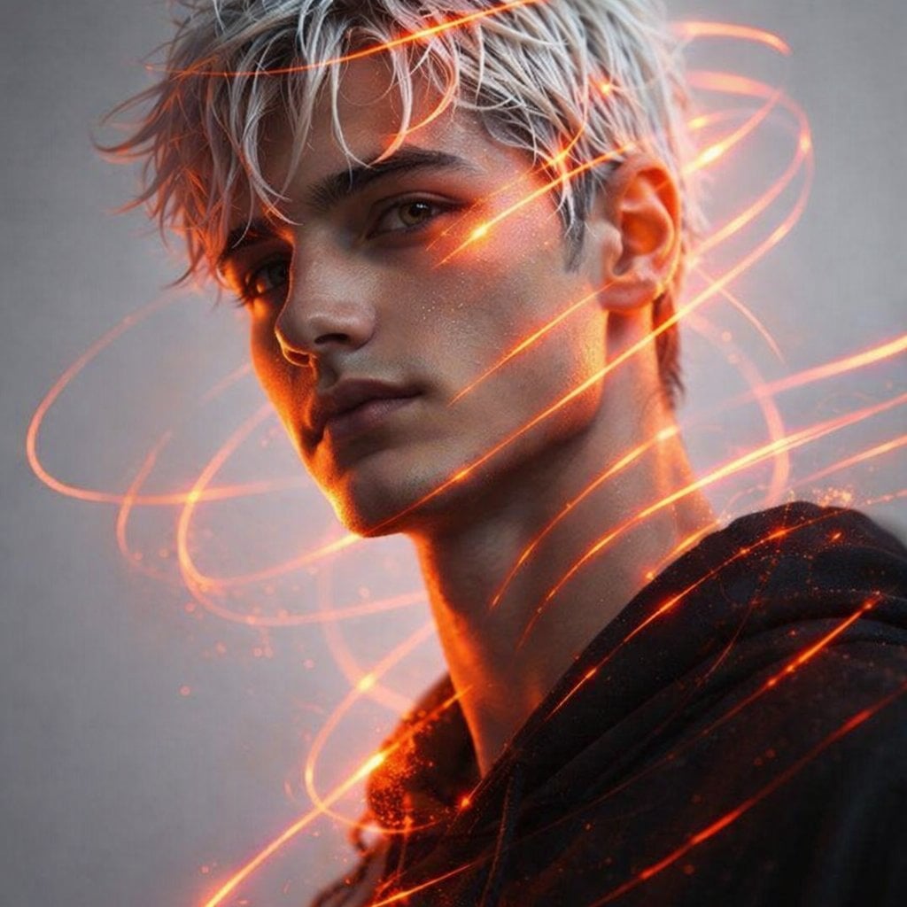 Portrait of a 21-year-old man of appearance with masculine facial AI image template preview