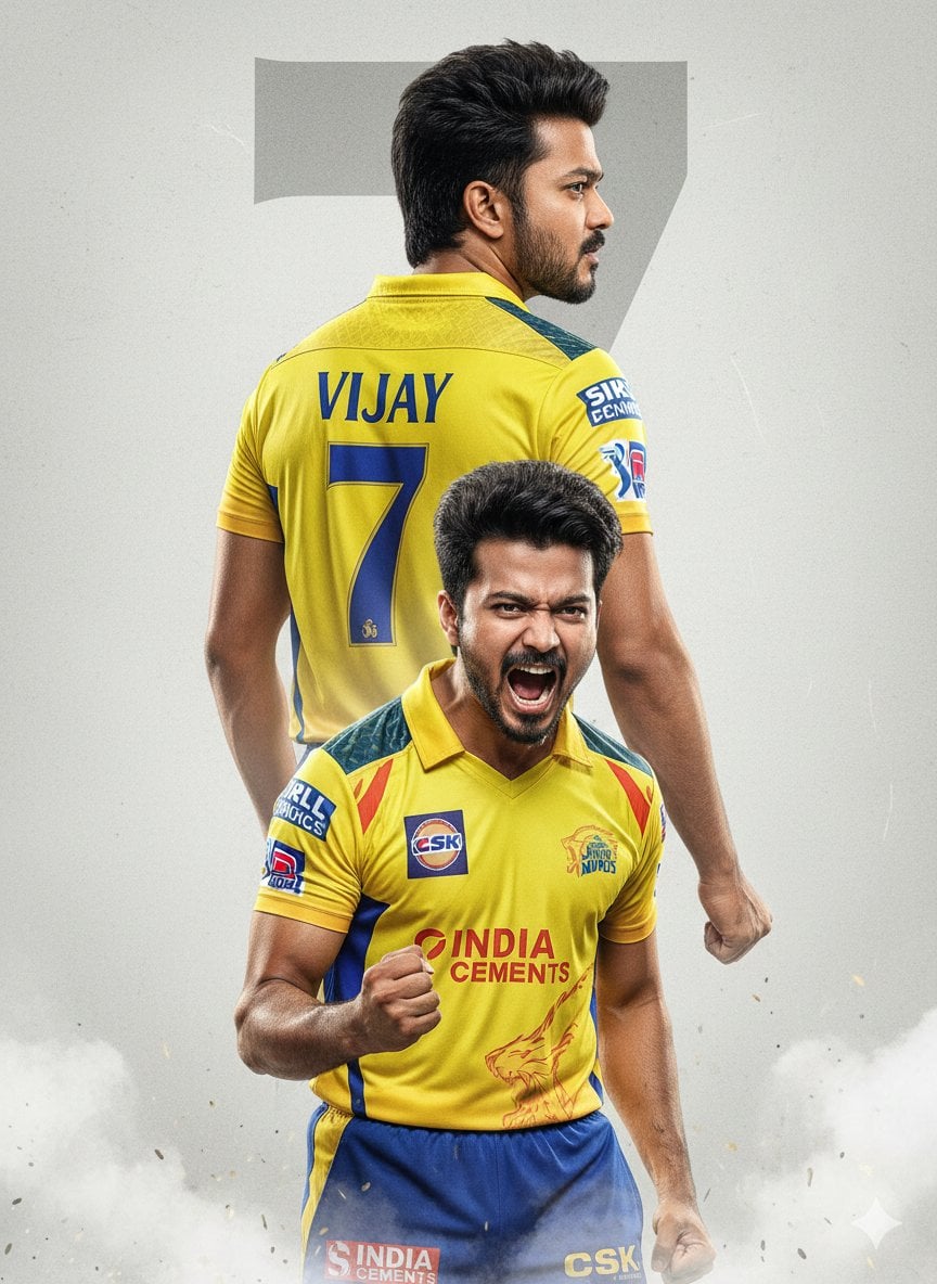 An ultra-realistic cinematic cricket poster featuring a young Indian AI image template preview