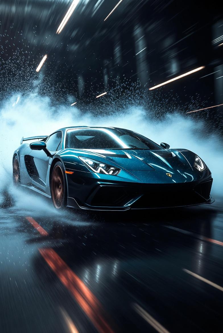 Hyper-realistic cinematic product photograph of a luxury sports car AI image template preview