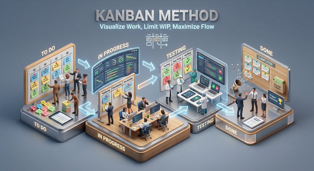 3D isometric miniature diorama showcasing the productivity system example 3