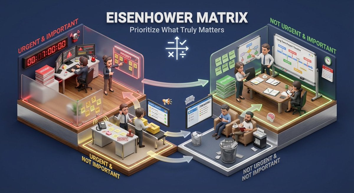 3D isometric miniature diorama showcasing the productivity system example 4