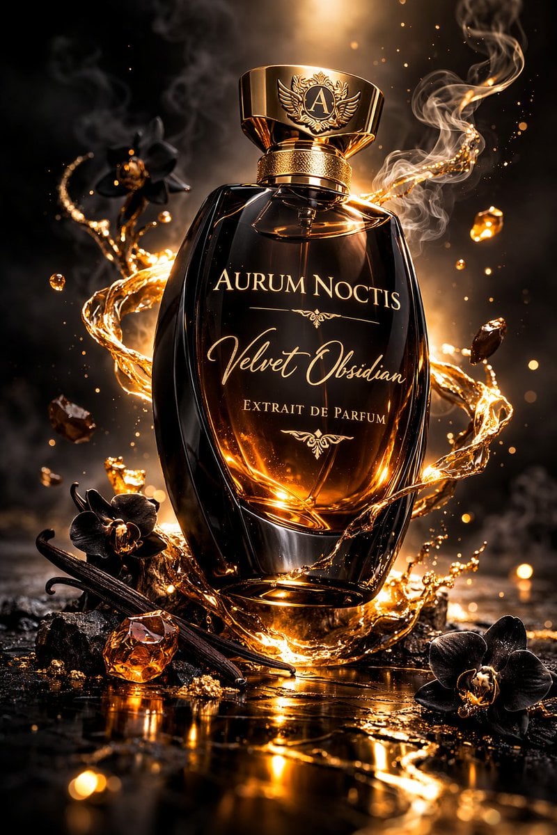 Fluid golden fragrance trails and aromatic vapor ribbons suspended example 2