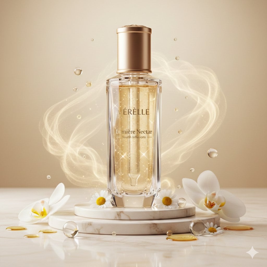 Tall faceted crystal vial with elegant vertical geometry AI image template preview