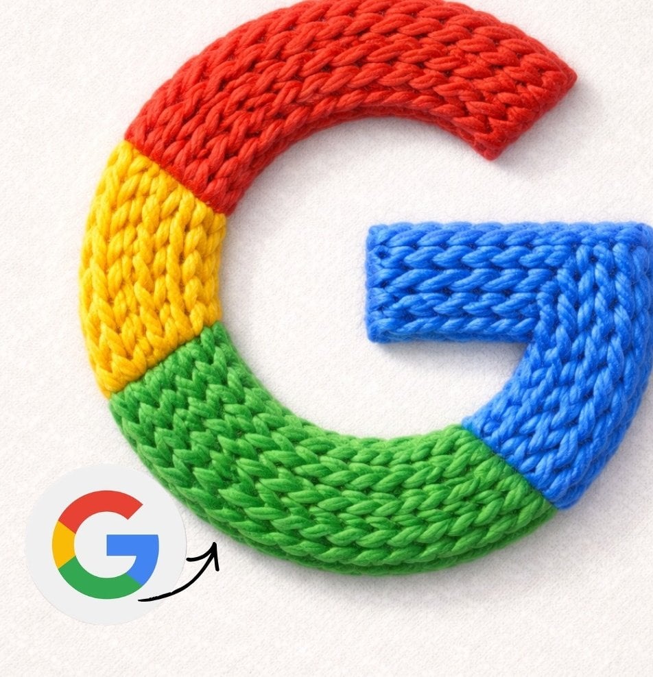 Instagram logo made from thick knitted wool yarn, handcrafted textile AI image template preview