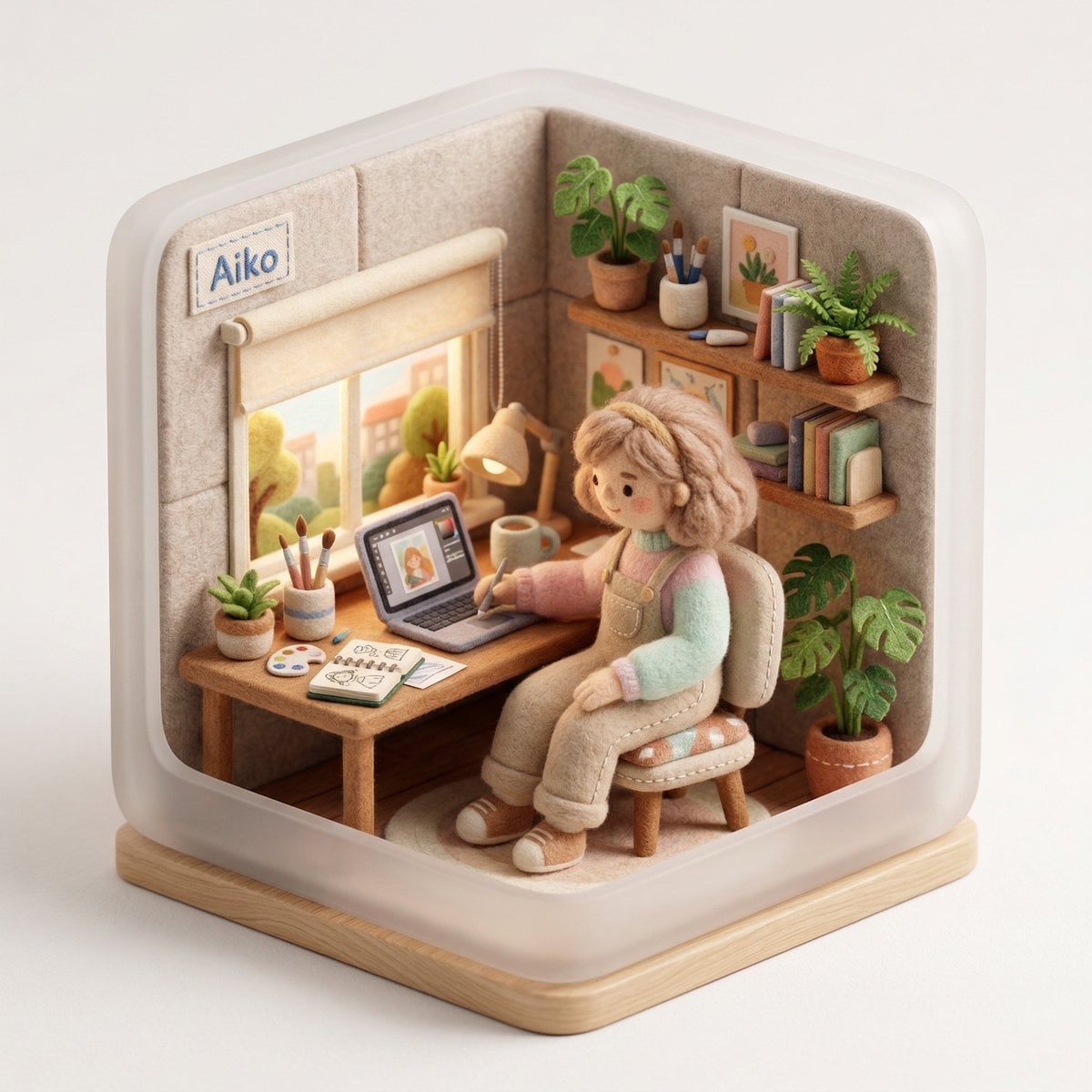 3D isometric diorama illustration of an original character named example 4