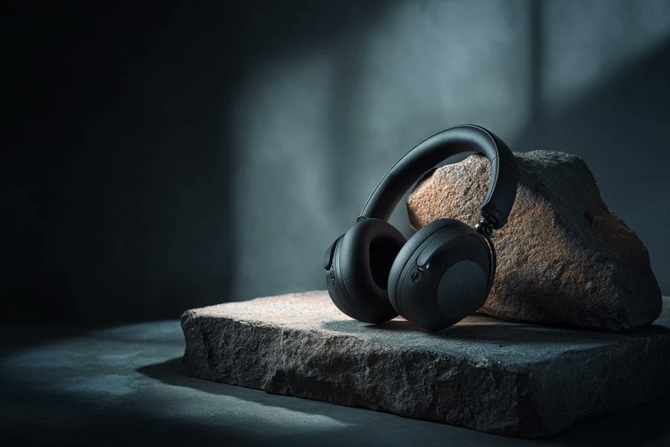 Studio shot placed on a, surrounded by soft shadows and gradient example 2