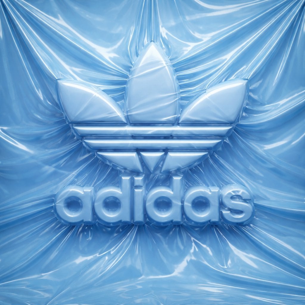 Logo completely wrapped in a single layer of elastic plastic or shrink AI image template preview
